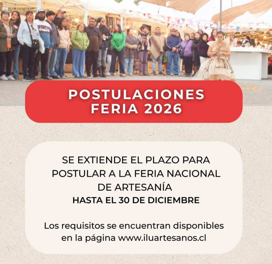 Se extiende plazo para postular a la 15ª Feria Nacional de Artesanía de Bahía Inglesa 2026